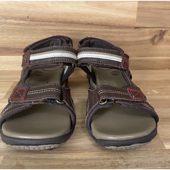 Boy's Stride Rite Brown Leather SRT Garth Hook & Loop Sandals Size 11W EUC - Picture 5 of 10